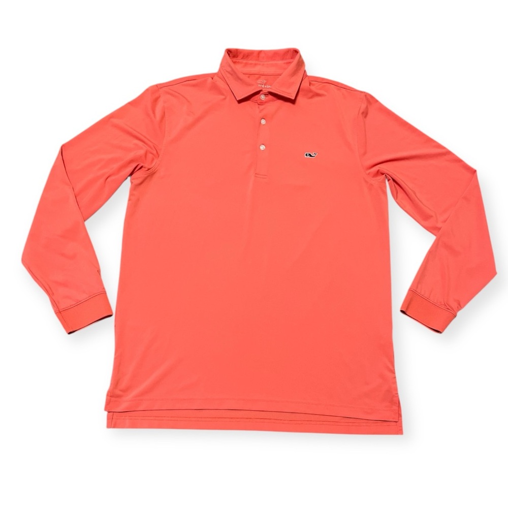 Vineyard Vines Men's Long Sleeve Polo in Coral